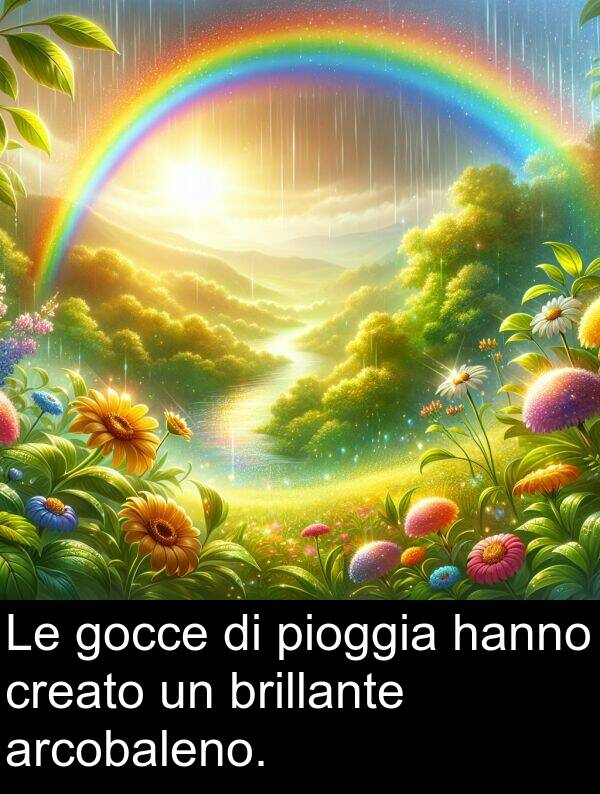 pioggia: Le gocce di pioggia hanno creato un brillante arcobaleno.