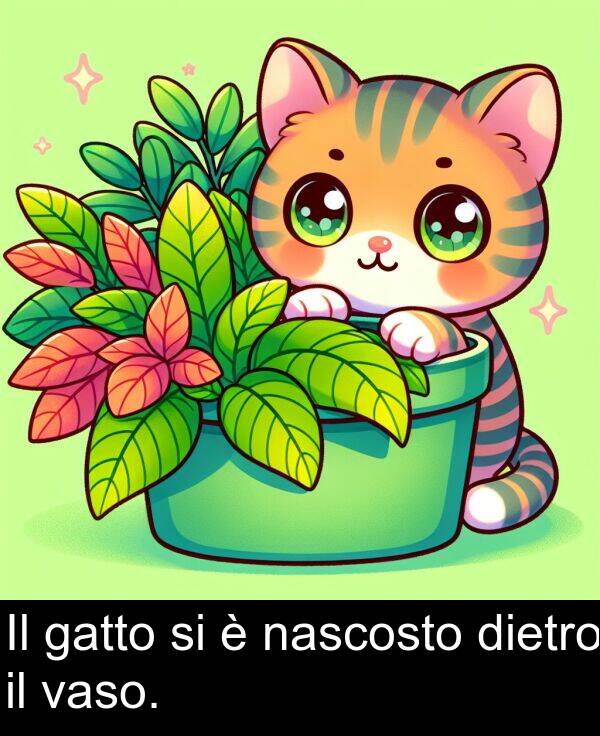 nascosto: Il gatto si è nascosto dietro il vaso.