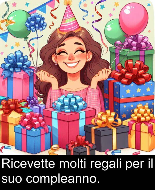 molti: Ricevette molti regali per il suo compleanno.