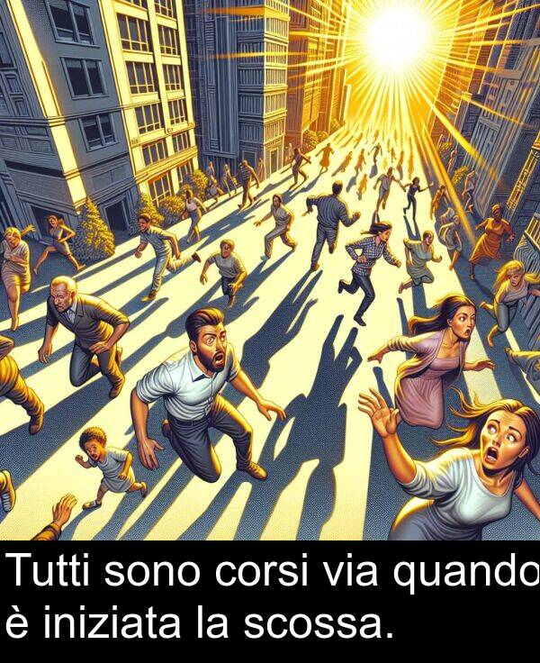 quando: Tutti sono corsi via quando è iniziata la scossa.