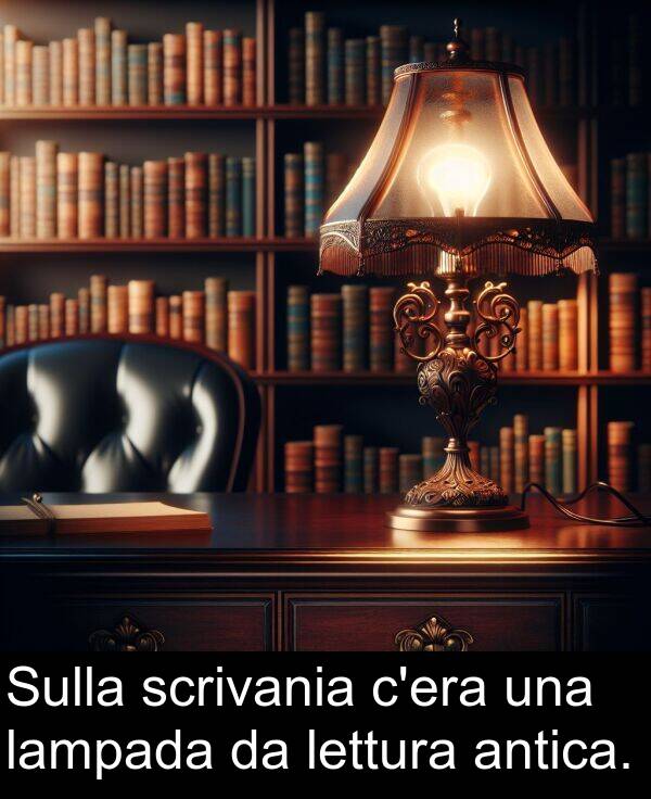 lampada: Sulla scrivania c'era una lampada da lettura antica.