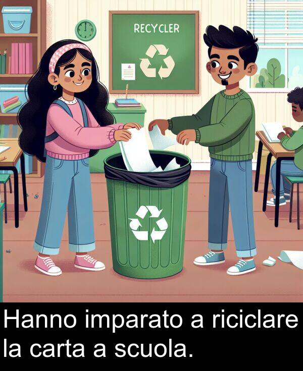 carta: Hanno imparato a riciclare la carta a scuola.