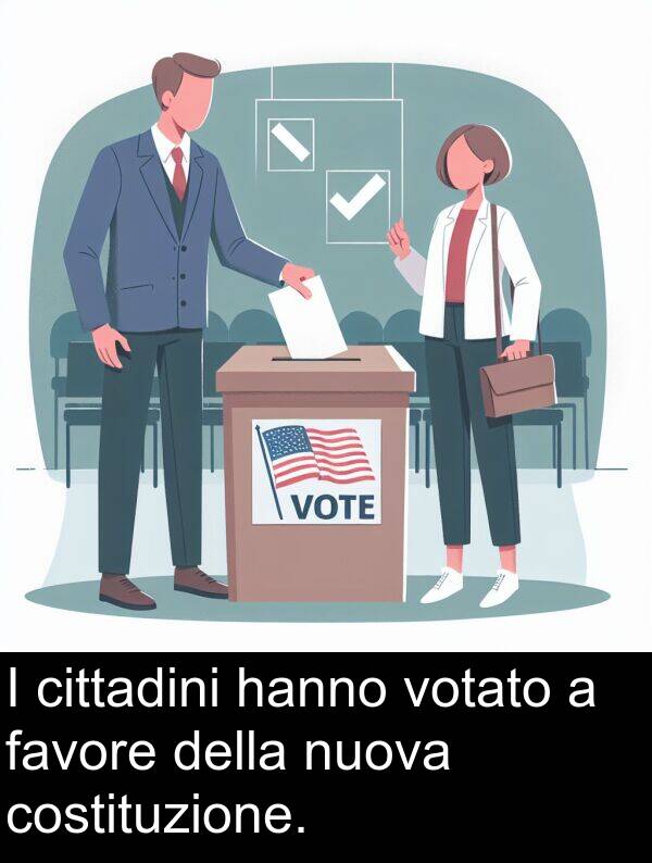 favore: I cittadini hanno votato a favore della nuova costituzione.