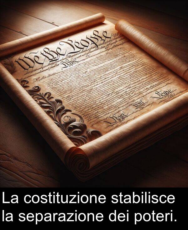 dei: La costituzione stabilisce la separazione dei poteri.