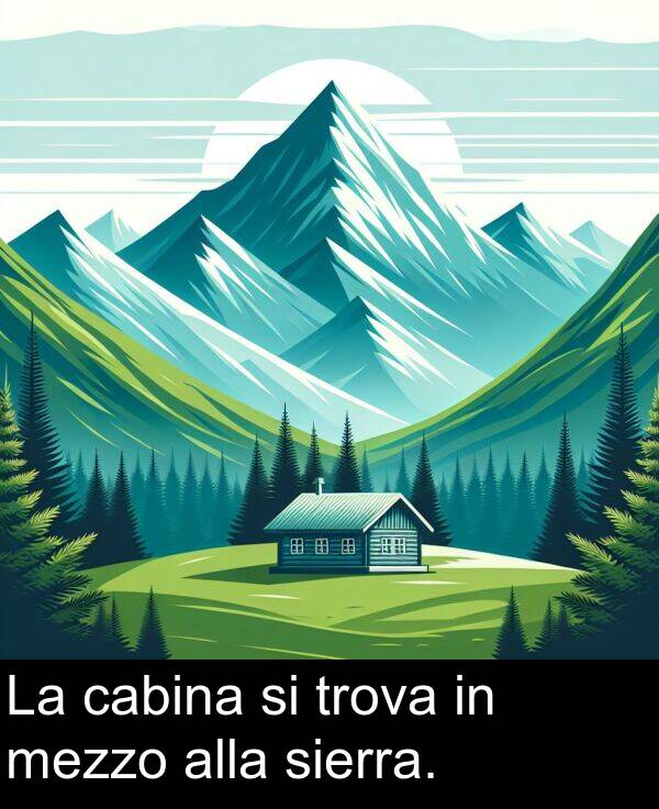 alla: La cabina si trova in mezzo alla sierra.