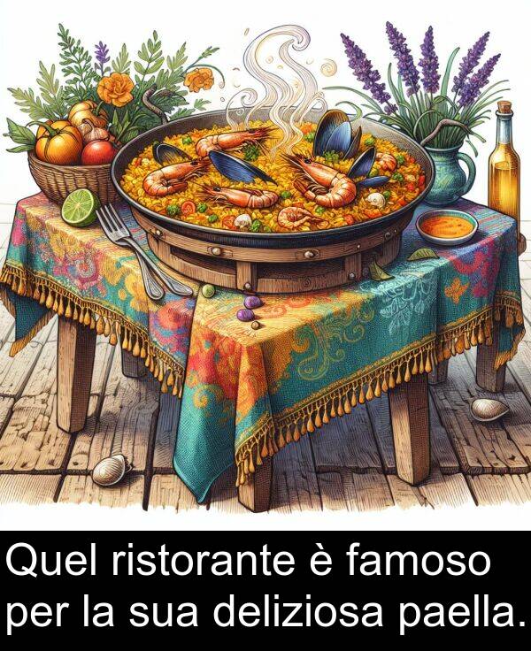 deliziosa: Quel ristorante è famoso per la sua deliziosa paella.