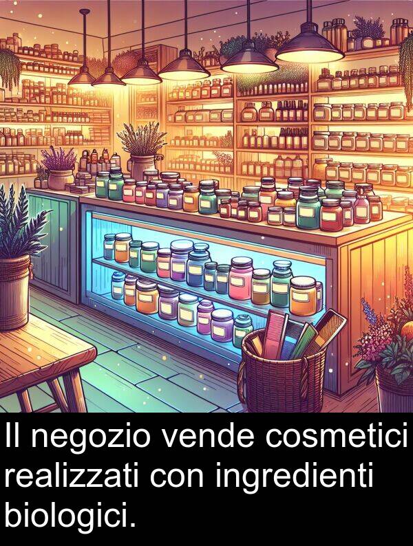 negozio: Il negozio vende cosmetici realizzati con ingredienti biologici.