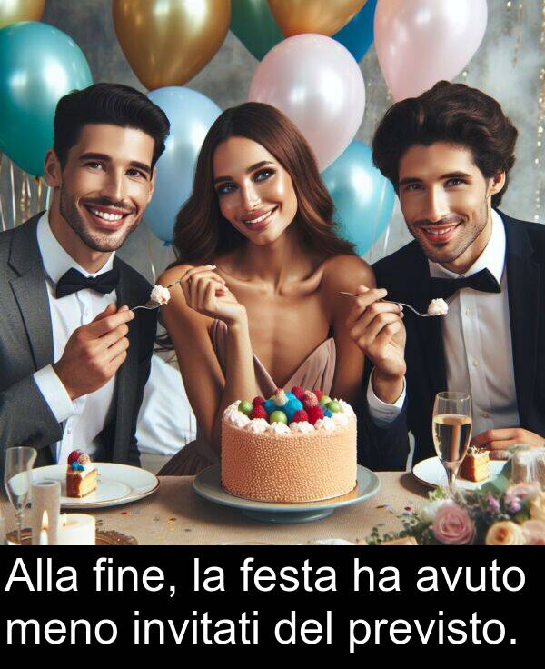 festa: Alla fine, la festa ha avuto meno invitati del previsto.