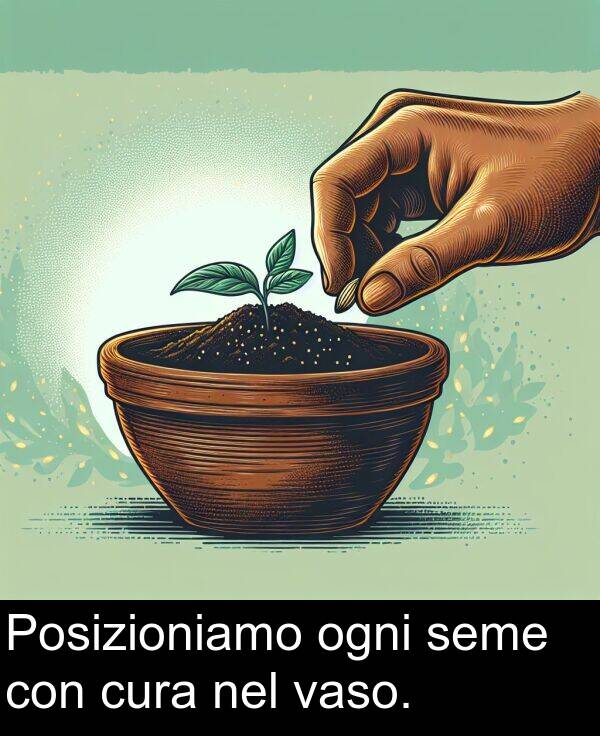 nel: Posizioniamo ogni seme con cura nel vaso.