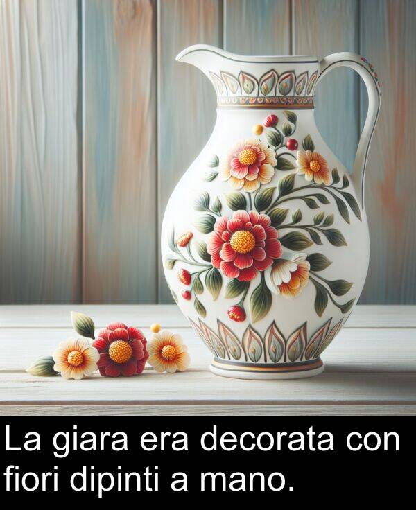 decorata: La giara era decorata con fiori dipinti a mano.