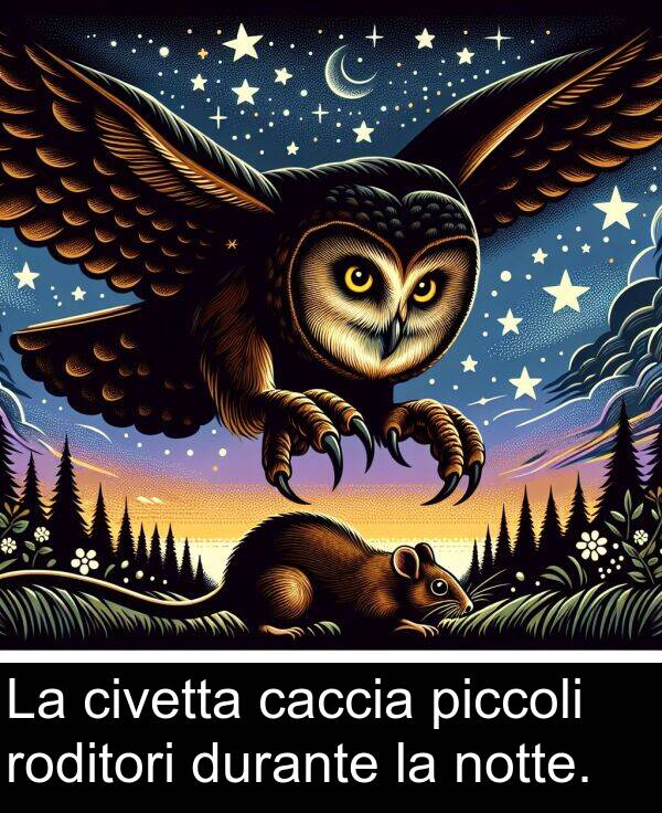 caccia: La civetta caccia piccoli roditori durante la notte.