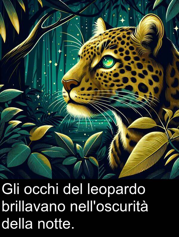 notte: Gli occhi del leopardo brillavano nell'oscurità della notte.