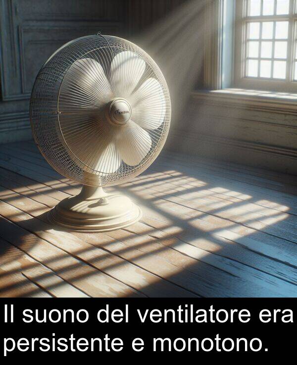 suono: Il suono del ventilatore era persistente e monotono.