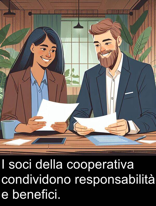 benefici: I soci della cooperativa condividono responsabilità e benefici.