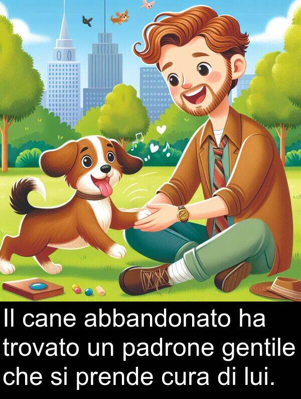 padrone: Il cane abbandonato ha trovato un padrone gentile che si prende cura di lui.