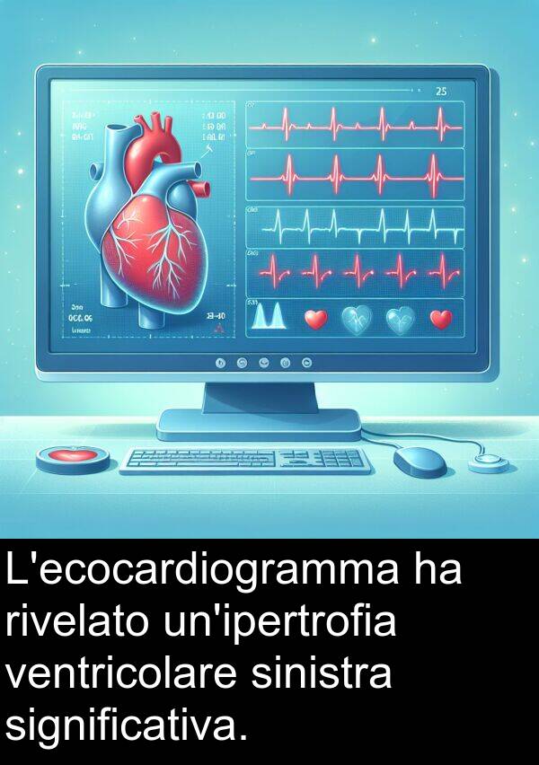 rivelato: L'ecocardiogramma ha rivelato un'ipertrofia ventricolare sinistra significativa.