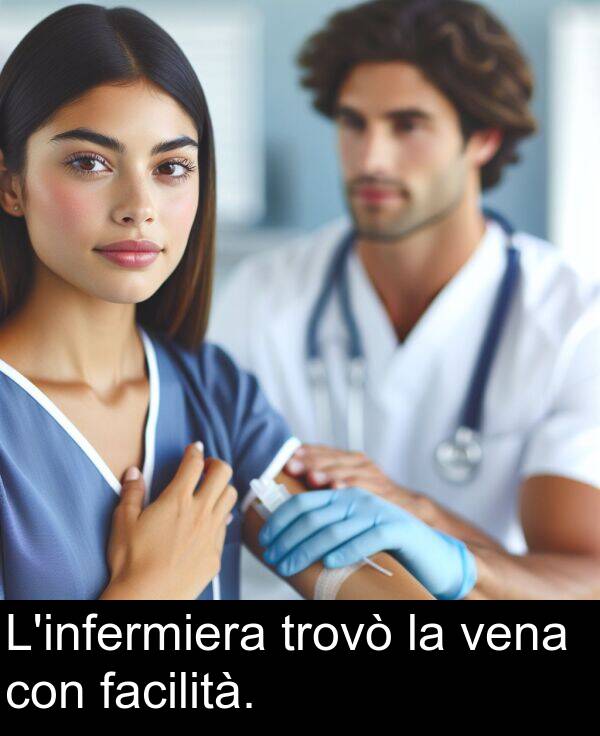 vena: L'infermiera trovò la vena con facilità.