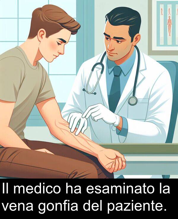 vena: Il medico ha esaminato la vena gonfia del paziente.