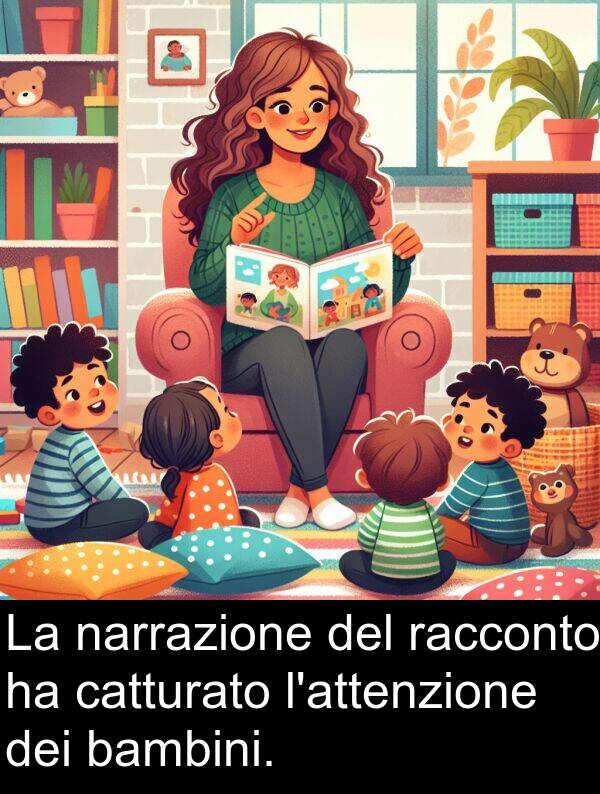 racconto: La narrazione del racconto ha catturato l'attenzione dei bambini.