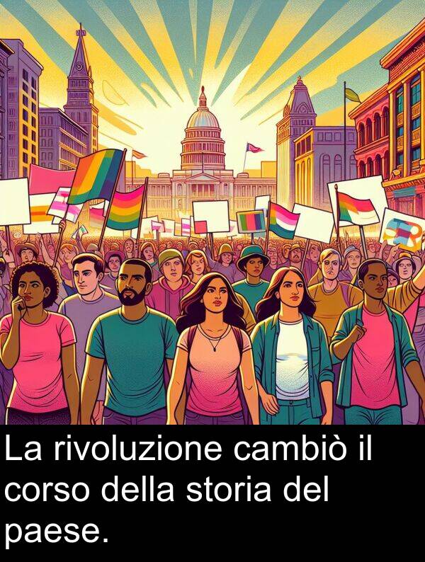 cambiò: La rivoluzione cambiò il corso della storia del paese.