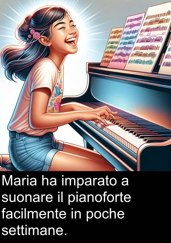 imparato: Maria ha imparato a suonare il pianoforte facilmente in poche settimane.