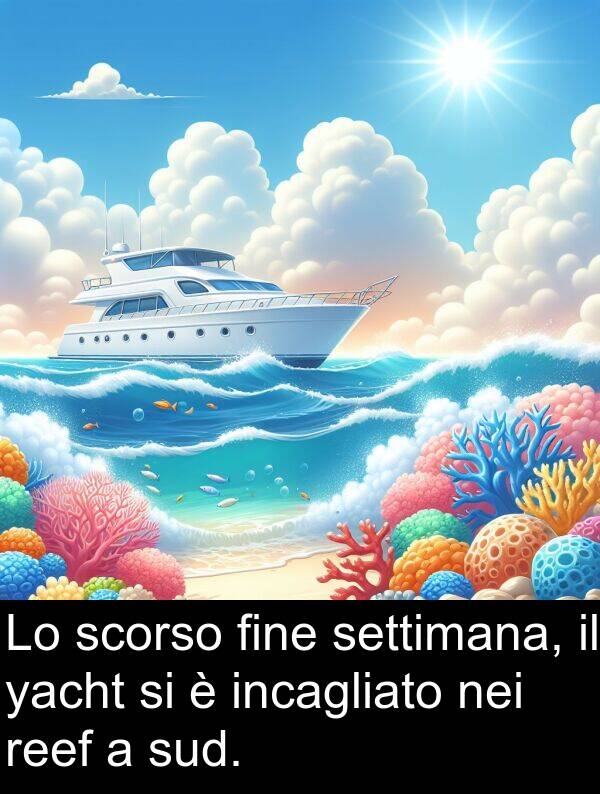 yacht: Lo scorso fine settimana, il yacht si è incagliato nei reef a sud.