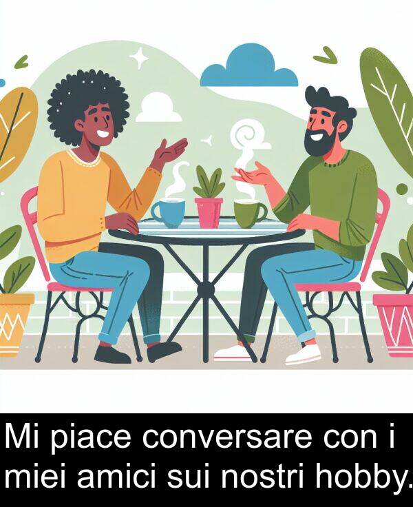 nostri: Mi piace conversare con i miei amici sui nostri hobby.