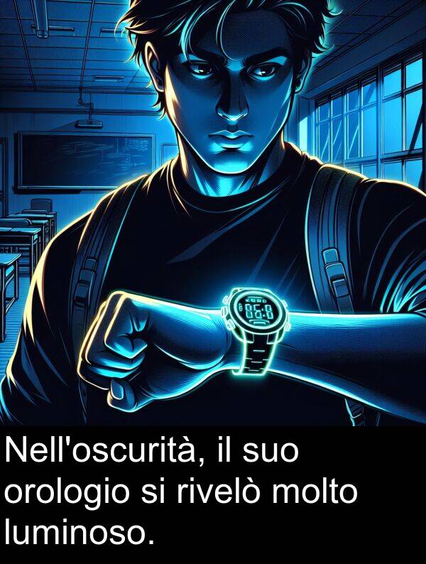 orologio: Nell'oscurità, il suo orologio si rivelò molto luminoso.