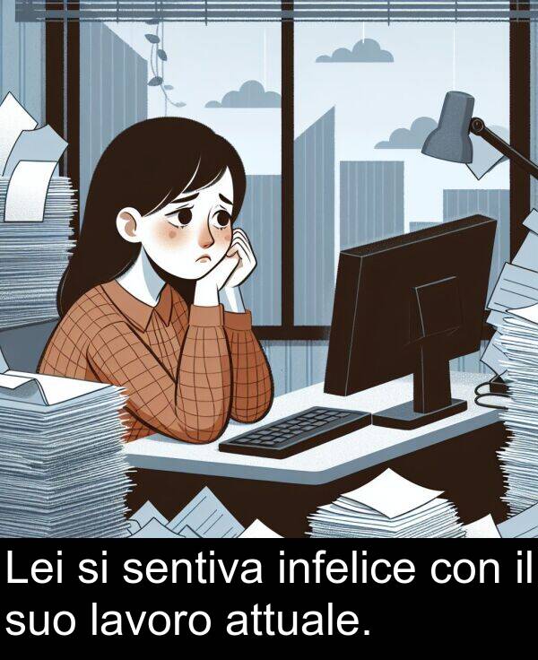 lavoro: Lei si sentiva infelice con il suo lavoro attuale.