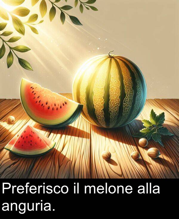 alla: Preferisco il melone alla anguria.