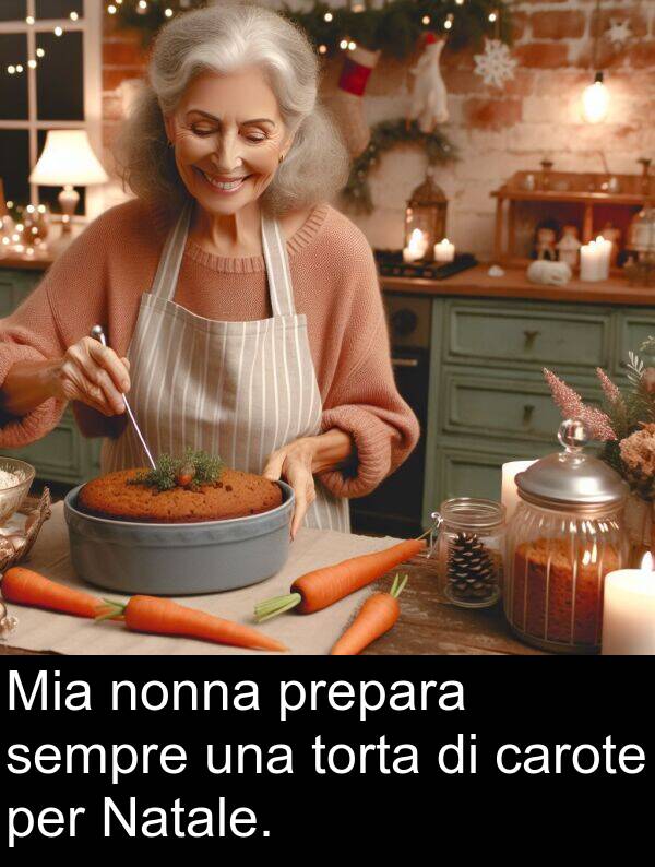 carote: Mia nonna prepara sempre una torta di carote per Natale.