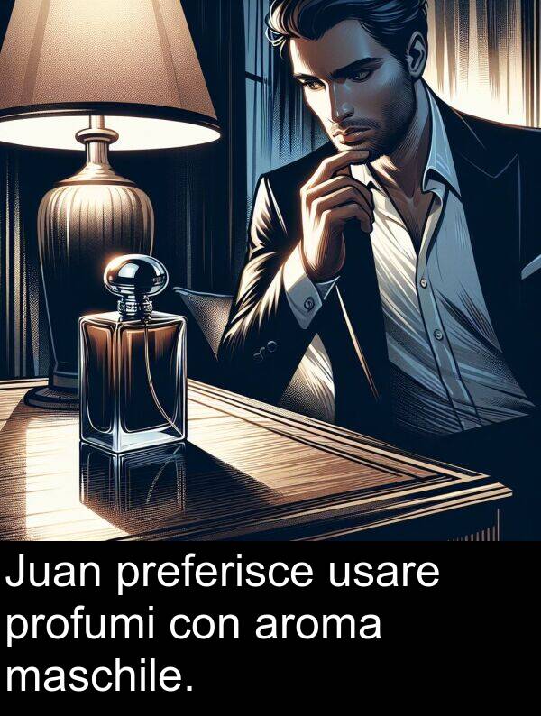 usare: Juan preferisce usare profumi con aroma maschile.