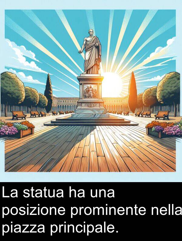 posizione: La statua ha una posizione prominente nella piazza principale.