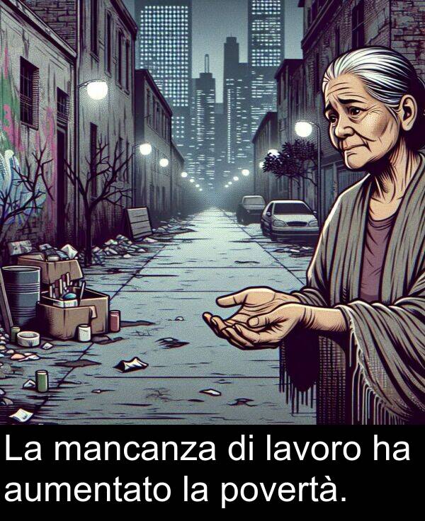 mancanza: La mancanza di lavoro ha aumentato la povertà.