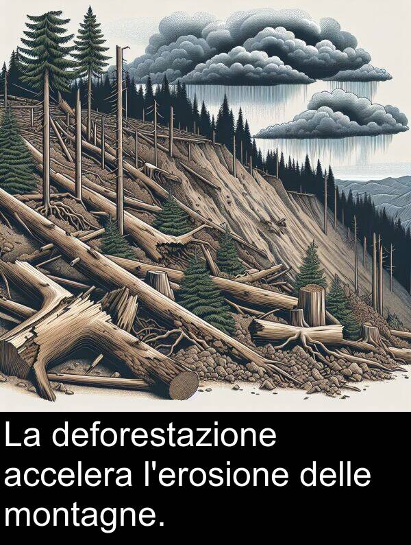 deforestazione: La deforestazione accelera l'erosione delle montagne.