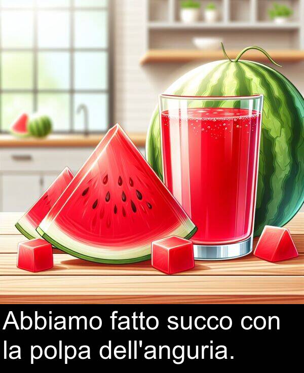 fatto: Abbiamo fatto succo con la polpa dell'anguria.