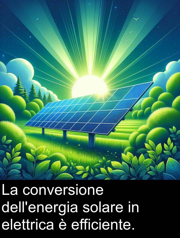 solare: La conversione dell'energia solare in elettrica è efficiente.