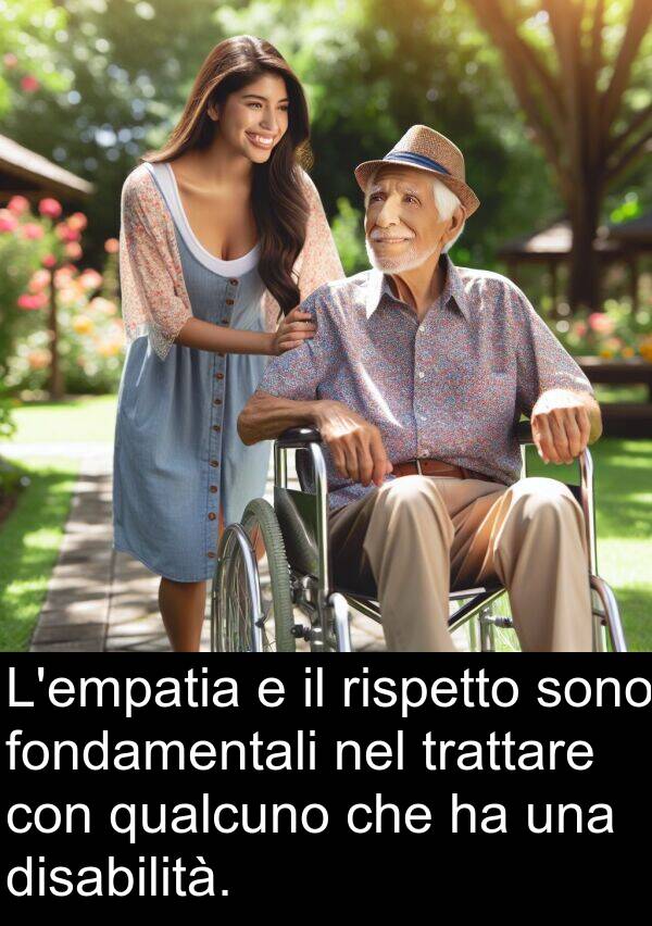 qualcuno: L'empatia e il rispetto sono fondamentali nel trattare con qualcuno che ha una disabilità.