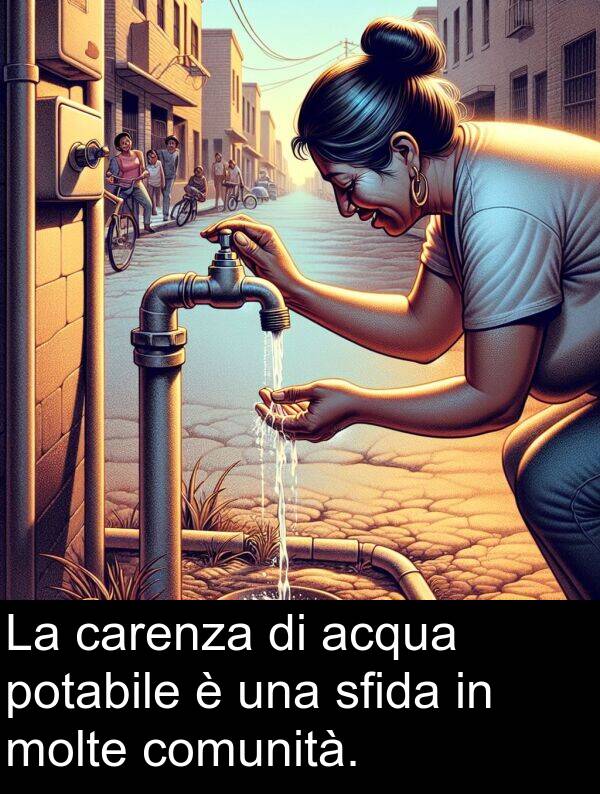 potabile: La carenza di acqua potabile è una sfida in molte comunità.