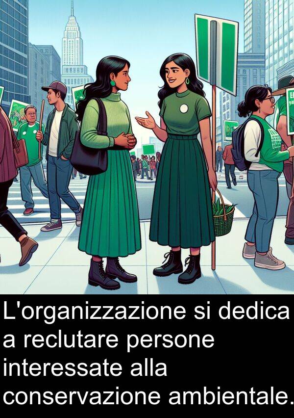 dedica: L'organizzazione si dedica a reclutare persone interessate alla conservazione ambientale.