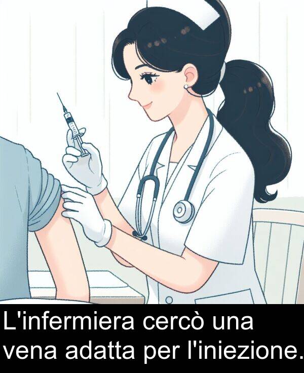 adatta: L'infermiera cercò una vena adatta per l'iniezione.