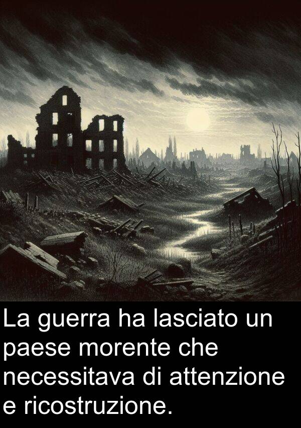 necessitava: La guerra ha lasciato un paese morente che necessitava di attenzione e ricostruzione.