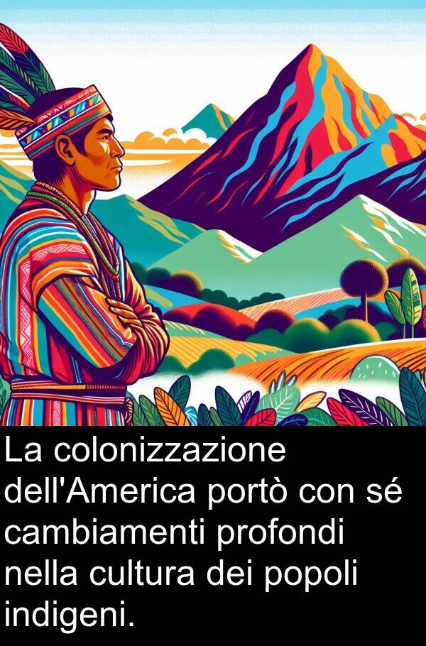 cambiamenti: La colonizzazione dell'America portò con sé cambiamenti profondi nella cultura dei popoli indigeni.