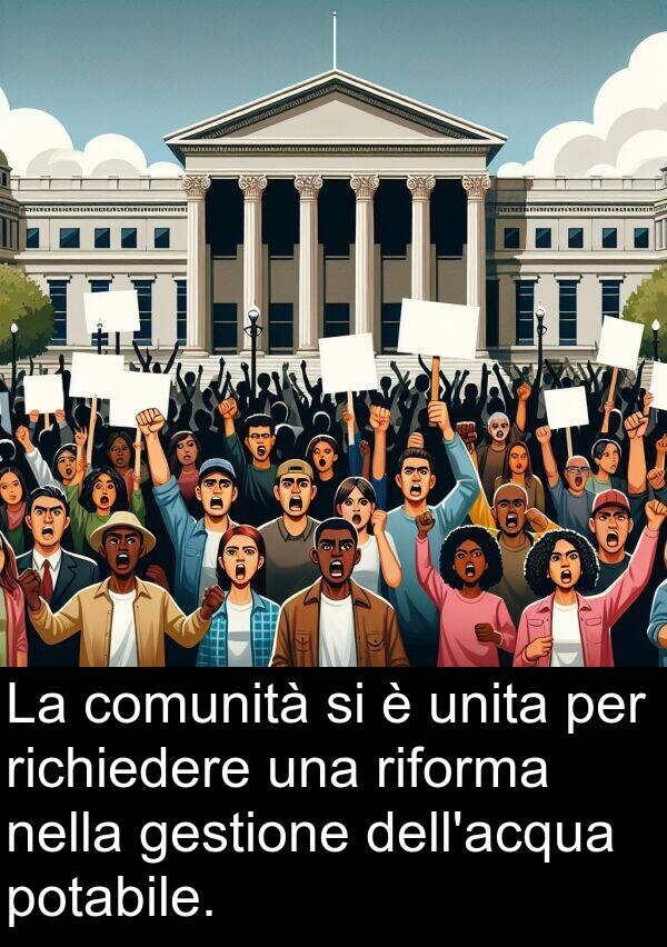 potabile: La comunità si è unita per richiedere una riforma nella gestione dell'acqua potabile.