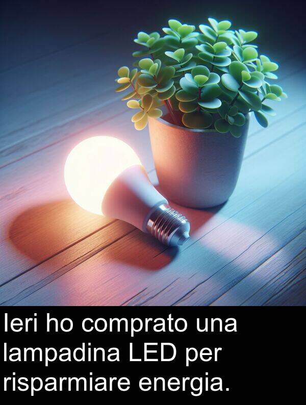 lampadina: Ieri ho comprato una lampadina LED per risparmiare energia.