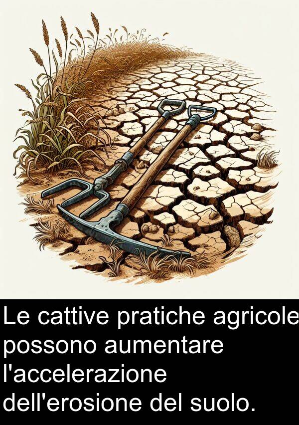 possono: Le cattive pratiche agricole possono aumentare l'accelerazione dell'erosione del suolo.