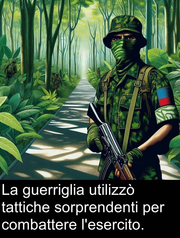 tattiche: La guerriglia utilizzò tattiche sorprendenti per combattere l'esercito.