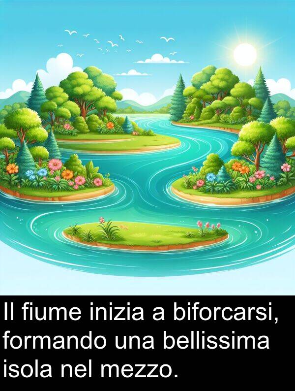 bellissima: Il fiume inizia a biforcarsi, formando una bellissima isola nel mezzo.