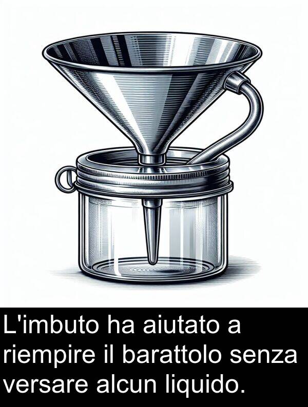 versare: L'imbuto ha aiutato a riempire il barattolo senza versare alcun liquido.