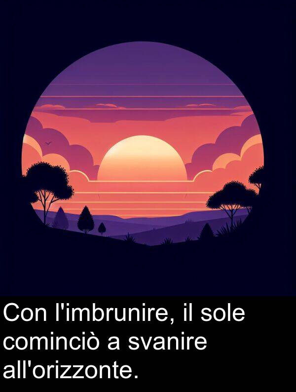 sole: Con l'imbrunire, il sole cominciò a svanire all'orizzonte.